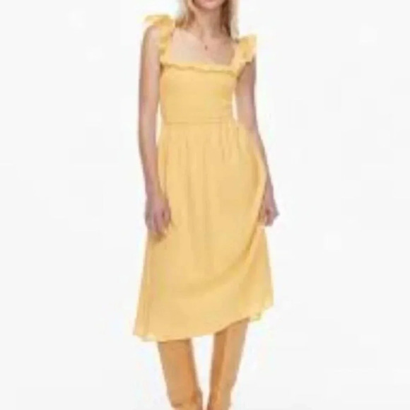 Wilfred Pink Reminisce Dress Smocked Midi Dress Ruffled  S - Picture 1 of 12